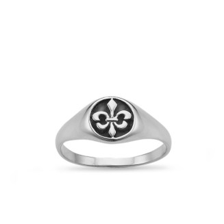 Chevalière Fleur De Lys - Bague Argent