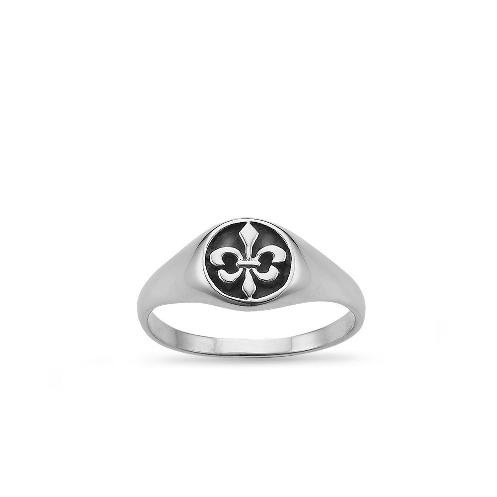 Chevalière Fleur De Lys - Bague Argent