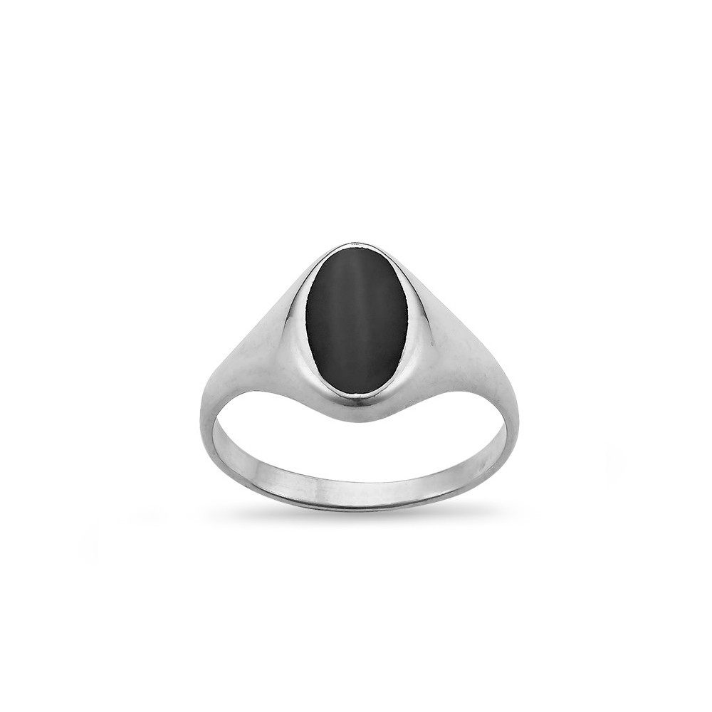 Chevalière Onyx Ovale - Bague Argent