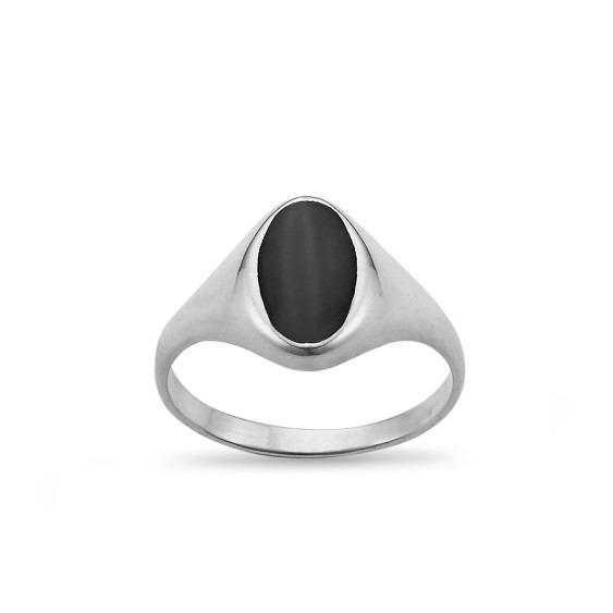 Chevalière Onyx Ovale - Bague Argent
