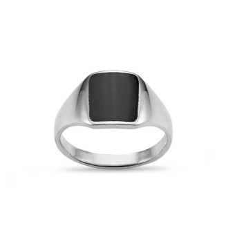 Chevalière Onyx Carré - Bague Argent