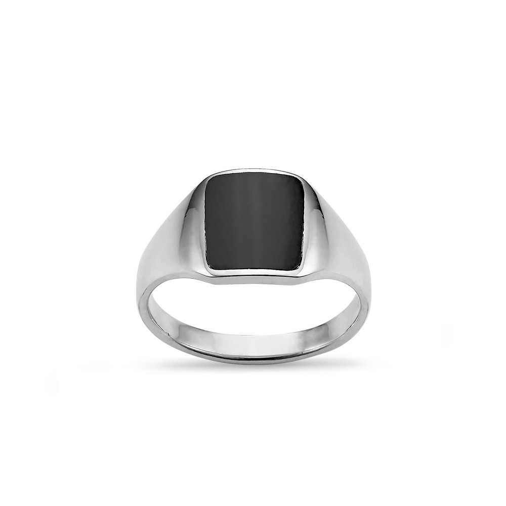 Chevalière Onyx Carré - Bague Argent