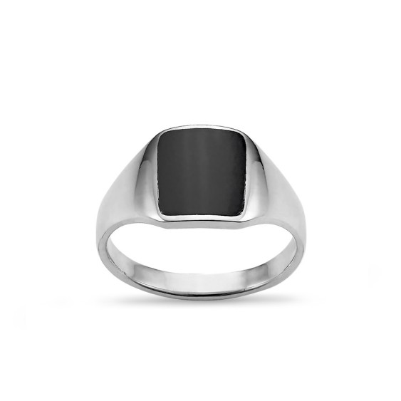 Chevalière Onyx Carré - Bague Argent
