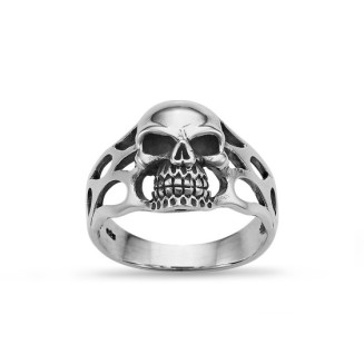 Skull Flamme - Bague Argent